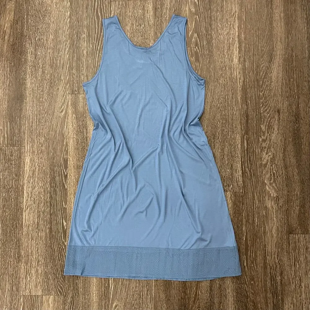 NEW Hanro Blue Modal Silk Nightgown Size M Sleeveless Soft Knit Lounge Dress EUC